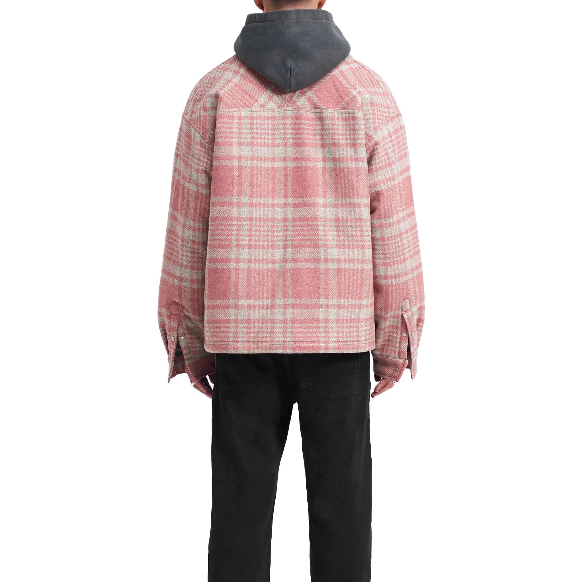 Cheap REPRESENT Jaket Lelaki Slim Fit Flanel Checkered Pink Berbutang Quilted. MLM230-470