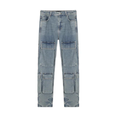 REPRESENT R3 Cargo Denim Solid Zipper Work Jeans Men’s Blue MLM601-60