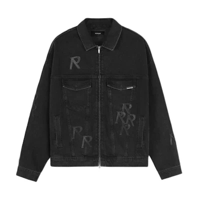 REPRESENT R4 Initial Black Denim Jacket Letter Print Zip Long Sleeve Menswear MJ6004-171
