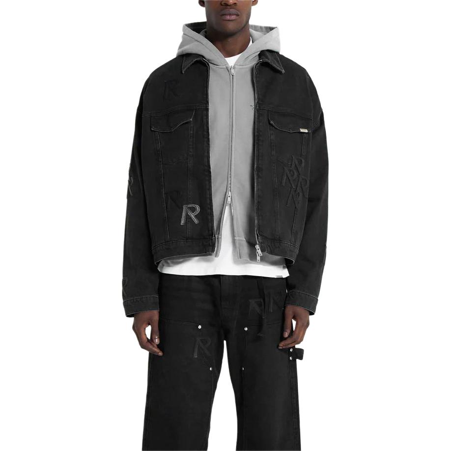 Shop REPRESENT R4 イニシャル ブラック デニム ジャケット レタープリント メンズ 長袖 MJ6004-171