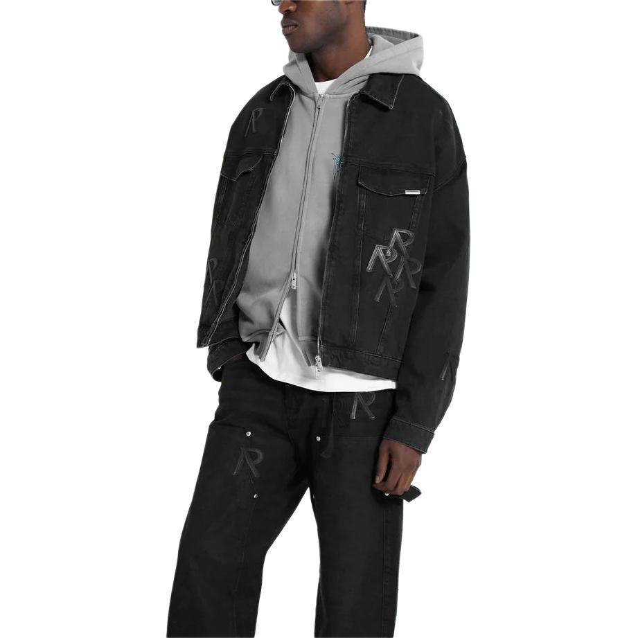 Details for REPRESENT R4 イニシャル ブラック デニム ジャケット レタープリント メンズ 長袖 MJ6004-171