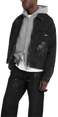 REPRESENT R4 블랙 데님 재킷 레터 프린트 지퍼 긴팔 남성복 MJ6004-171 Details for REPRESENT R4 블랙 데님 재킷 레터 프린트 지퍼 긴팔 남성복 MJ6004-171