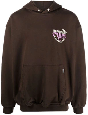 Represent Racing Club 棕色標誌連帽衫 - 休閒秋季時尚 M04191-04 Order Represent Racing Club 棕色標誌連帽衫 - 休閒秋季時尚 M04191-04