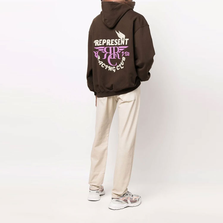 Lookbook Represent Racing Club 棕色標誌連帽衫 - 休閒秋季時尚 M04191-04