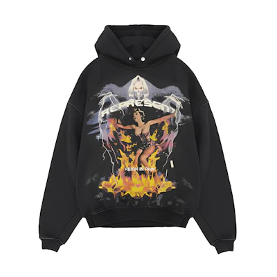 Represent Reaper Printed Drawstring Hoodie Vintage Black M04086-03