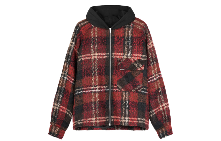 Represent Red Plaid Pocket Hooded Shirt Jacket for Men M06032-06