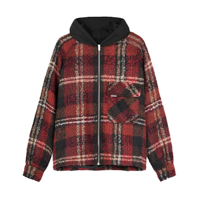 Represent Red Plaid Pocket Hooded Shirt Jacket for Men M06032-06
