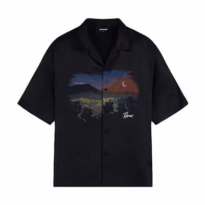 REPRESENT Scenic Letter Print Short Sleeve Button-Up Shirt Black. M06111-01