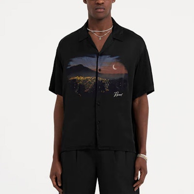 REPRESENT Scenic Letter Print Short Sleeve Button-Up Shirt Black. M06111-01 Sizing REPRESENT Scenic Letter Print Short Sleeve Button-Up Shirt Black. M06111-01