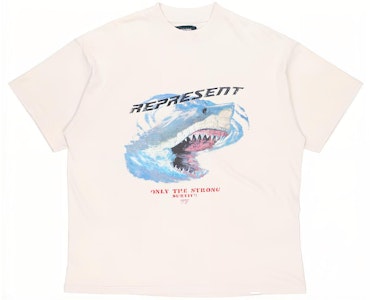 REPRESENT 鲨鱼标志男女同款白色圆领T恤. M05073-02 Buy REPRESENT 鲨鱼标志男女同款白色圆领T恤. M05073-02