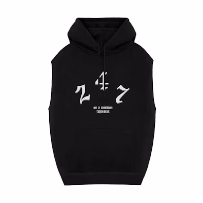 Represent Sleeveless Hoodie with Letter Print - Black 247M411-01