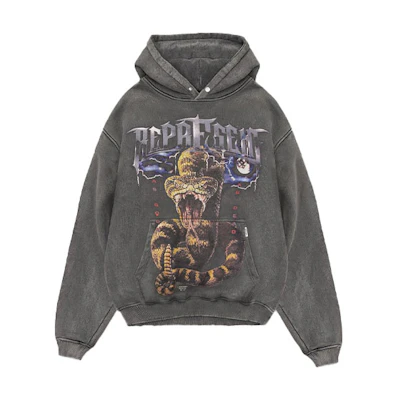 REPRESENT Snake Graphic Oversized Pullover Sweatshirt Men’s Grey Color M04148-20
