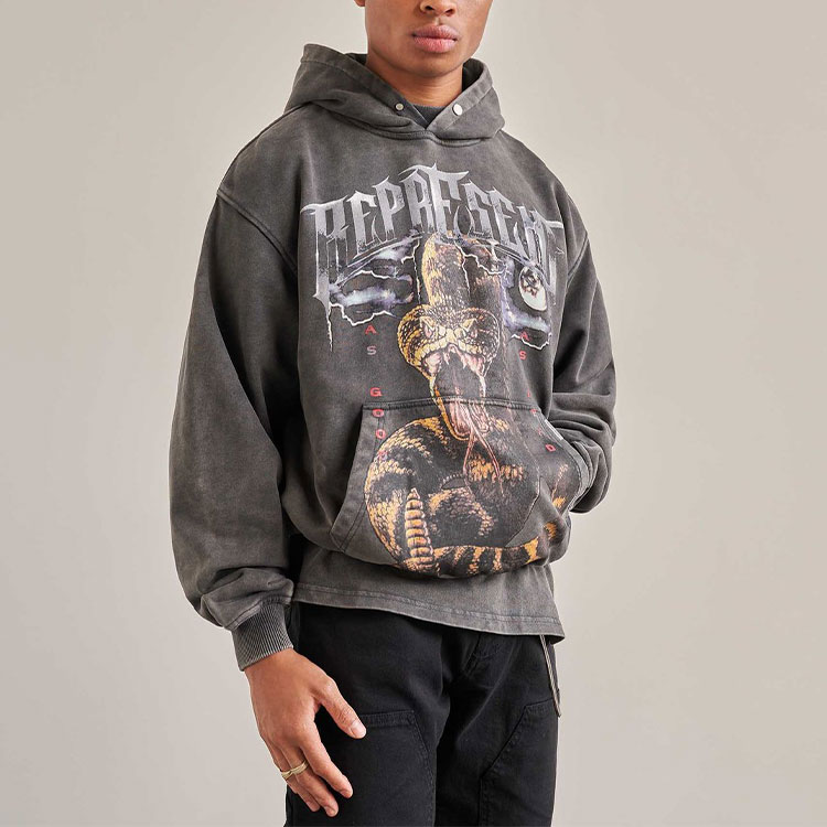 Lookbook REPRESENT スネーク グラフィック オーバーサイズ プルオーバー スウェットシャツ グレー メンズ M04148-20