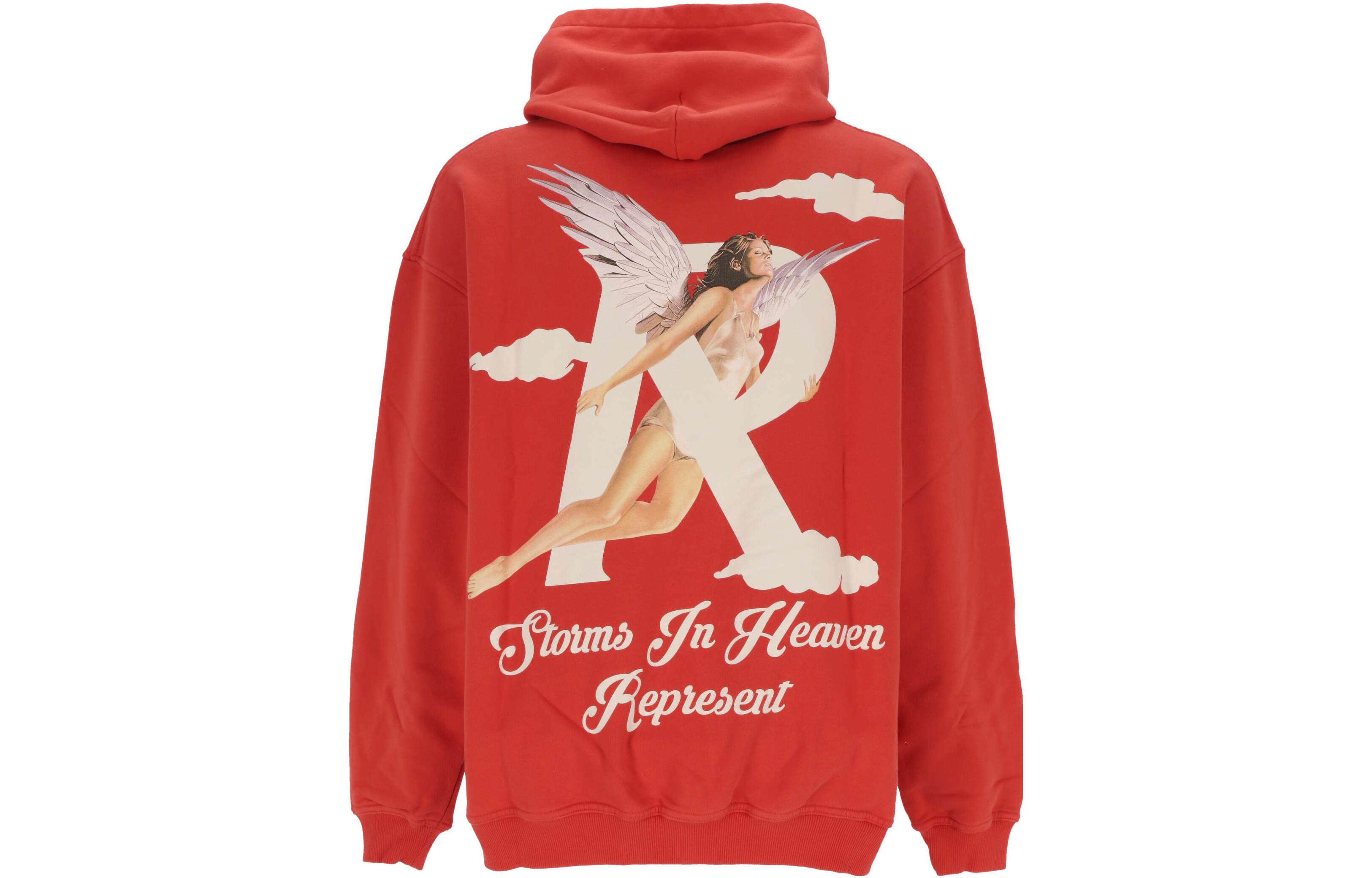 Lookbook Represent Solid Color Logo Printed Red Hoodie for Men M04273239