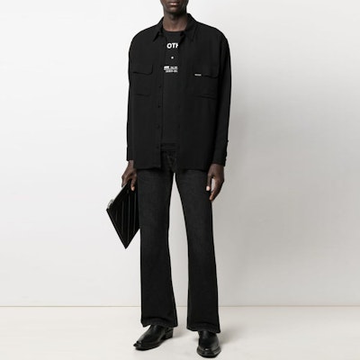 REPRESENT Solid Color Pocket Long Sleeve Shirt - Black M06045-01 Details for REPRESENT Solid Color Pocket Long Sleeve Shirt - Black M06045-01