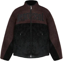 Represent Split Block Fleece Letter Zip Jacket Black Long Sleeve MLM141-219 Represent Split Block Fleece Letter Zip Jacket Black Long Sleeve MLM141-219