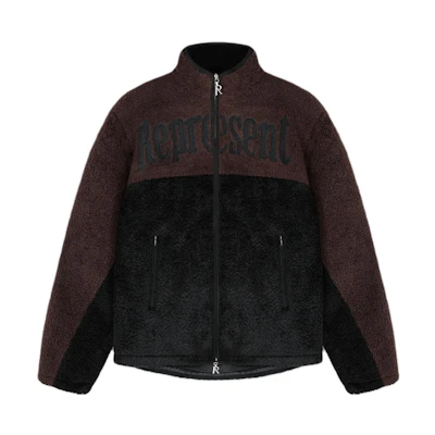 Represent Split Block Fleece Letter Zip Jacket Black Long Sleeve MLM141-219