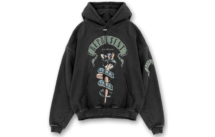 Represent SS21 Graphic Cartoon Hoodie Retro Black Unisex M04092-07