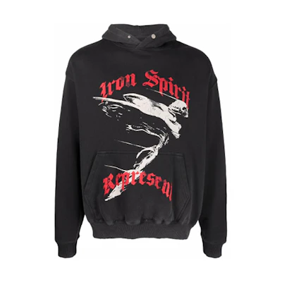 REPRESENT SS21 Letter Print Black Hoodie Long Sleeve Pullover. m04116-03