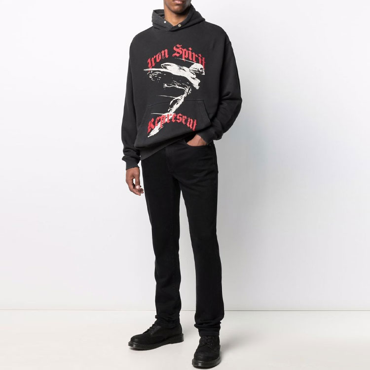 Lookbook REPRESENT SS21 レタープリント ブラックフーディー ロングスリーブプルオーバー m04116-03