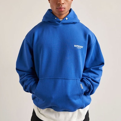 REPRESENT SS21 OwnersClub Logo Hoodie Blue Long Sleeve. M04153-109 Shop REPRESENT SS21 OwnersClub Logo Hoodie Blue Long Sleeve. M04153-109