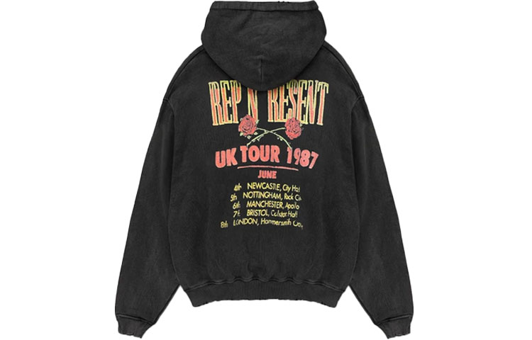 Lookbook REPRESENT SS21 Rose Skull Graphic Drawstring Hoodie Black . M04110-03