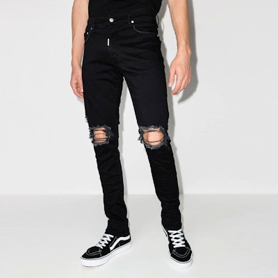 REPRESENT SS21 Slim Fit Distressed Black Jeans M07044-01 Purchase REPRESENT SS21 Slim Fit Distressed Black Jeans M07044-01