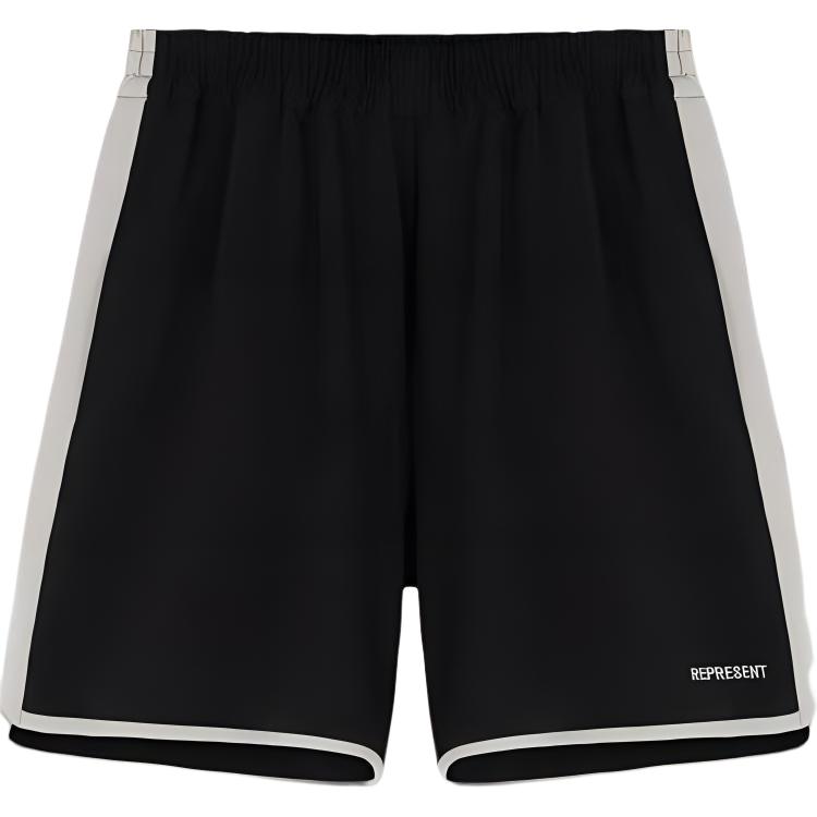 REPRESENT SS22  Relaxed Fit Black Contrast Trim Elastic Waist Shorts M09033-01