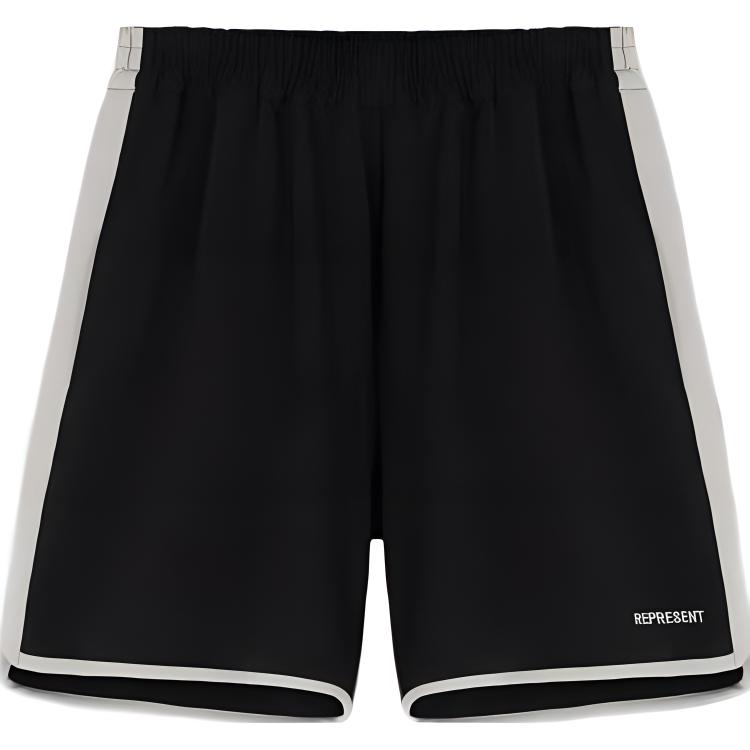 Order REPRESENT SS22  Relaxed Fit Black Contrast Trim Elastic Waist Shorts M09033-01