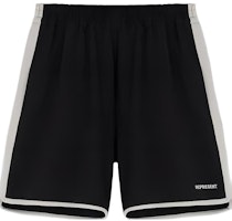 REPRESENT SS22 Celana Pendek Hitam Santai Pinggang Karet Trim Kontras. M09033-01 Order REPRESENT SS22 Celana Pendek Hitam Santai Pinggang Karet Trim Kontras. M09033-01