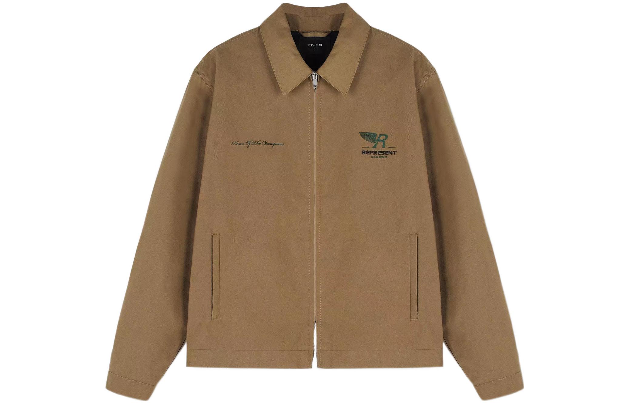 Represent SS22 Brown Letter Logo Print Comfortable Jacket Unisex M01141-01-tan