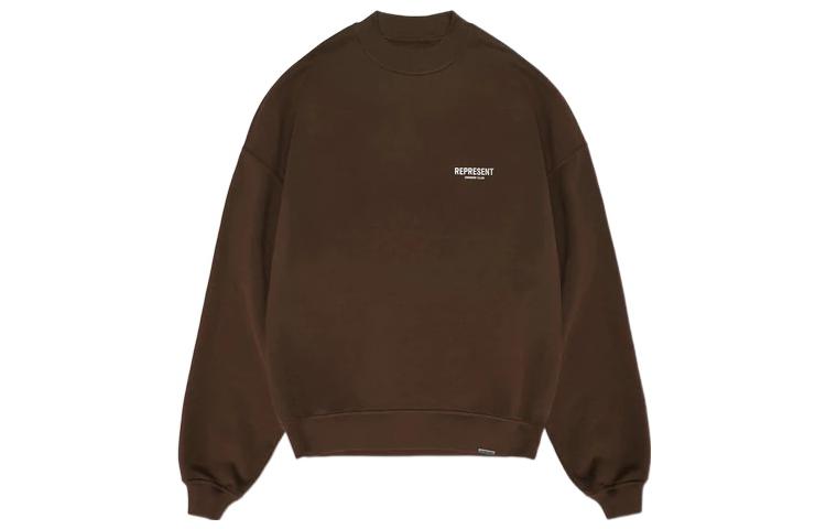 Represent SS22 Brown Letter Print Crewneck Pullover Sweatshirt Long Sleeve M04159-04