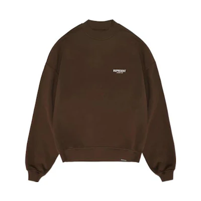 Represent SS22 Brown Letter Print Crewneck Pullover Sweatshirt Long Sleeve M04159-04