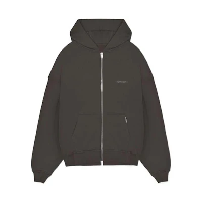 Represent SS22 Gray Hoodie with Logo Print and Zipper M04201-112