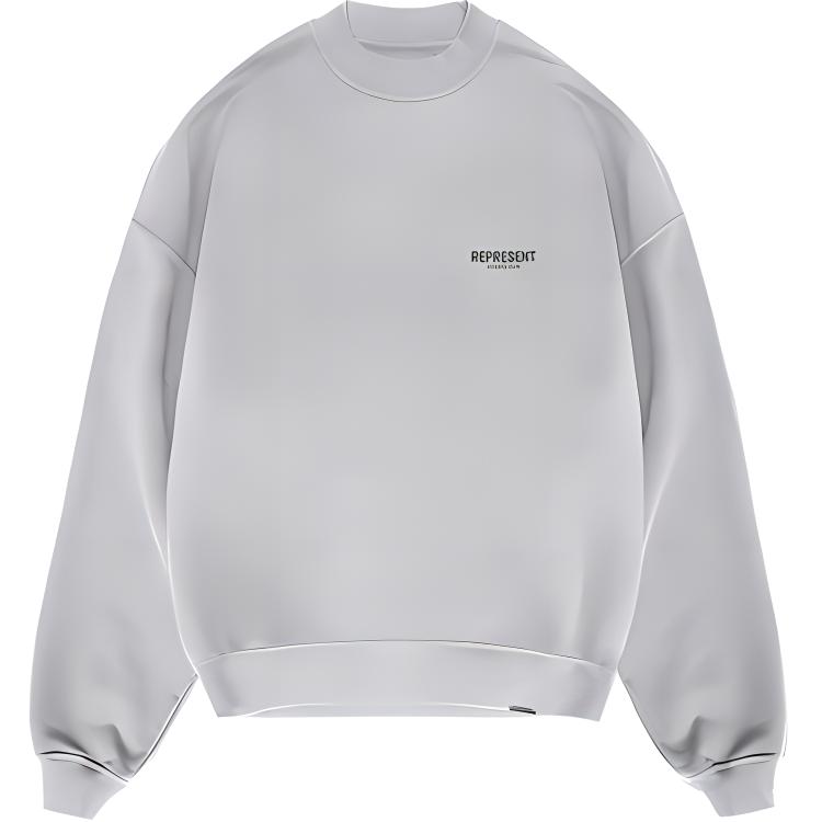 Represent SS22 Grey Crewneck Long Sleeve Sweatshirt with Large Back Logo Men M04159-158