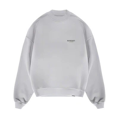 Represent SS22 Grey Crewneck Long Sleeve Sweatshirt with Large Back Logo Men M04159-158