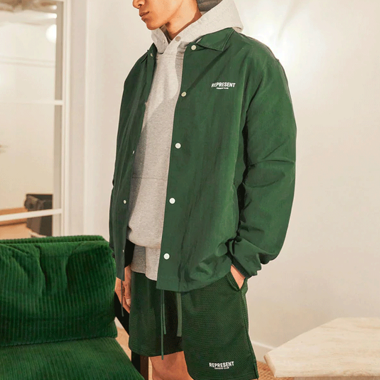 Purchase Represent SS22 Letter Print Collared Jacket Green M01156-62