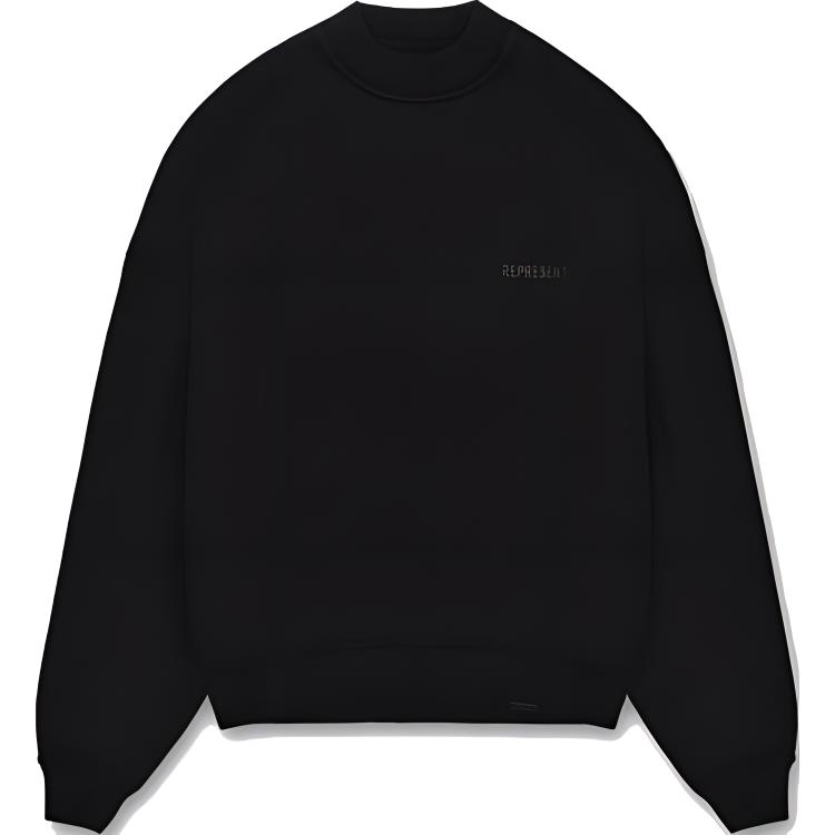 Represent SS22 Logo Print Black Crewneck Pullover Sweatshirt M04200-01