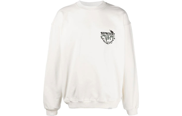 Represent SS22 Logo Print Crewneck Sweatshirt White M04192-72