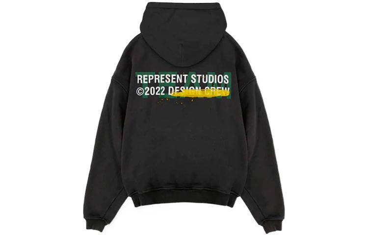 Represent SS22 Logo Slogan Print Pullover Hoodie Black M04238-171