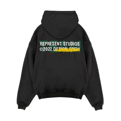 Represent SS22 Logo Slogan Print Pullover Hoodie Black M04238-171