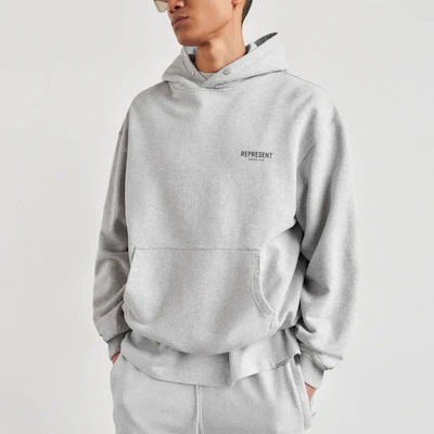 Represent SS22 Owners Club 字母標誌灰色長袖連帽衫 M04153-302 Shop Represent SS22 Owners Club 字母標誌灰色長袖連帽衫 M04153-302