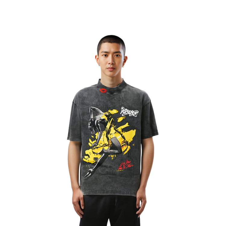 Cheap REPRESENT SS22 Retro Cetakan Huruf Baju-T Lengan Pendek Kelabu M05125-20