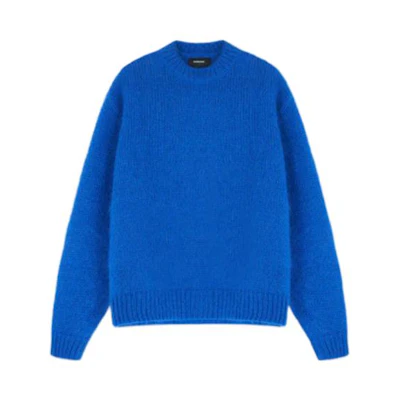 REPRESENT SS22 Solid Color Mohair Crewneck Sweater Blue Menswear M02069-109