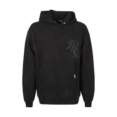 REPRESENT SS23 Black Hoodie with Logo and Graphic Print. MH4022-01
