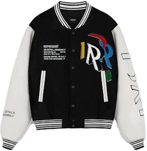 REPRESENT SS23 ブラック レタープリント パッチワーク ジャケット. M01223-01 Buy REPRESENT SS23 ブラック レタープリント パッチワーク ジャケット. M01223-01