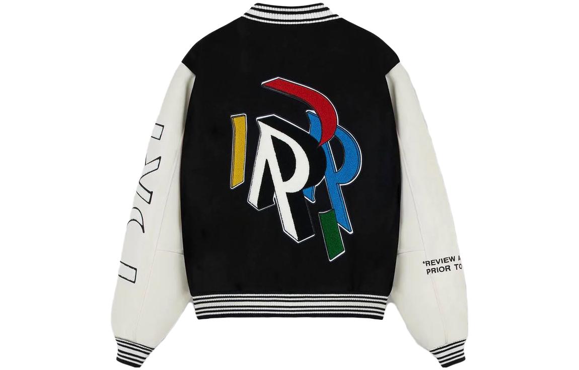 Lookbook Chaqueta Represent SS23 Negra con Letras y Patchwork. M01223-01