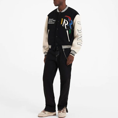 REPRESENT SS23 Black Letter Print Patchwork Jacket. M01223-01 Details for REPRESENT SS23 Black Letter Print Patchwork Jacket. M01223-01