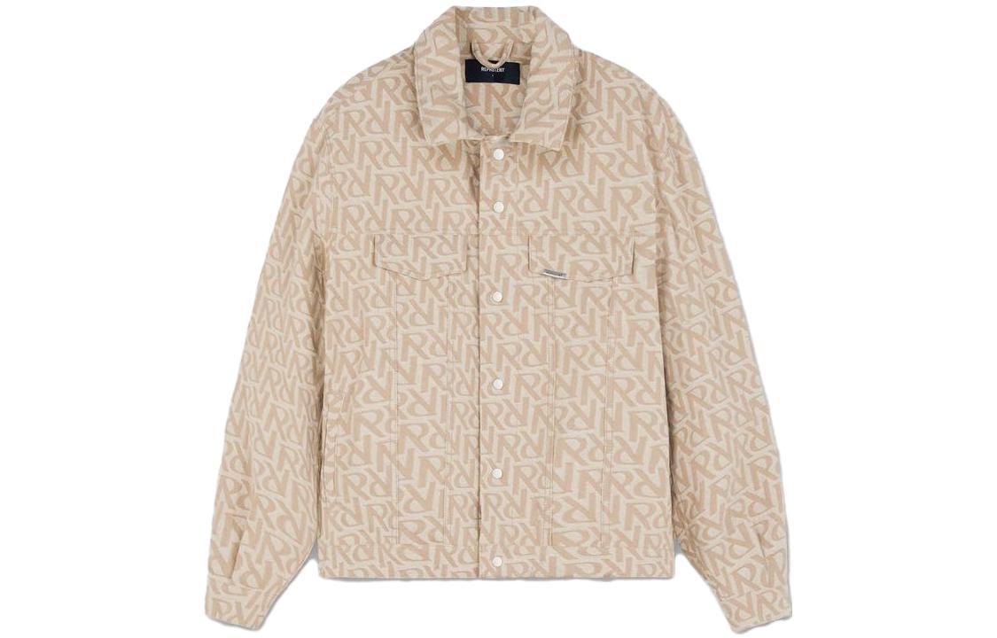 Represent SS23 All-Over Letter Print Collared Jacket Sesame for Men M01233-285