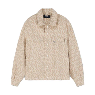 Represent SS23 All-Over Letter Print Collared Jacket Sesame for Men M01233-285